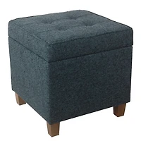 Navy Tufted Upholstered Storage Ottoman