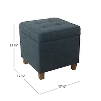 Navy Tufted Upholstered Storage Ottoman