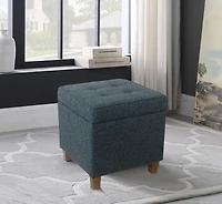 Navy Tufted Upholstered Storage Ottoman