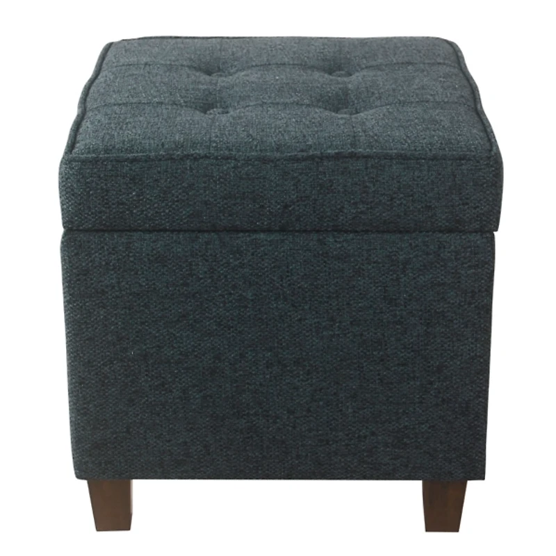 Navy Tufted Upholstered Storage Ottoman