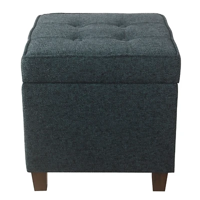 Navy Tufted Upholstered Storage Ottoman