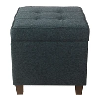Navy Tufted Upholstered Storage Ottoman