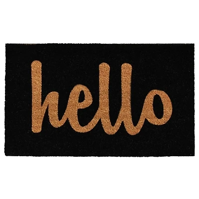 Black and Natural Coir Hello Doormat, 36x24 in.