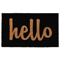 Black and Natural Coir Hello Doormat, 36x24 in.
