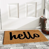 Natural and Black Coir Hello Doormat