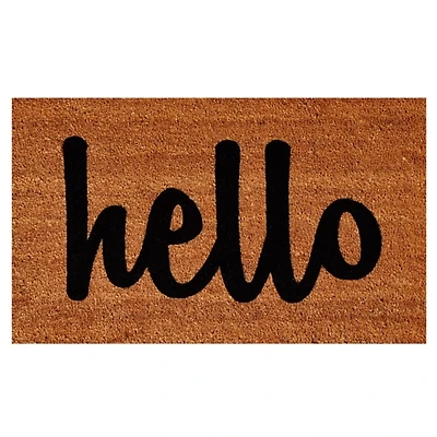 Natural and Black Coir Hello Doormat, 36x24 in.