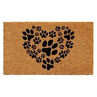 Tan and Black Coir Heart Paws Doormat, 17x29