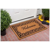 Tan and Black Scroll Welcome Doormat, 36x24 in.