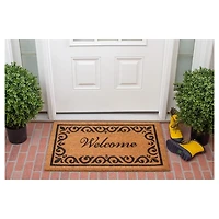 Tan and Black Scroll Welcome Doormat, 36x24 in.