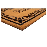 Tan and Black Scroll Welcome Doormat, 72x36 in.