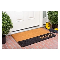Black Hello Bold Stripe Coir Doormat, 24 in.