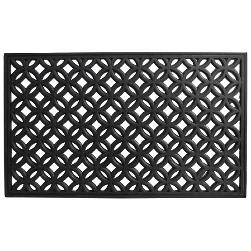 Black Circles Rubber Doormat