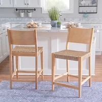 Basketweave Seat Counter Stools, Set of 2