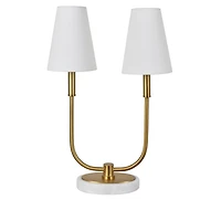 Marble and Gold Twin Shade Table Lamp