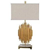 Metallic Gold Leaf Table Lamp