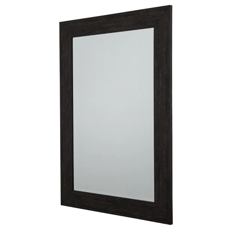 Brown Wood Framed Beveled Edge Wall Mirror