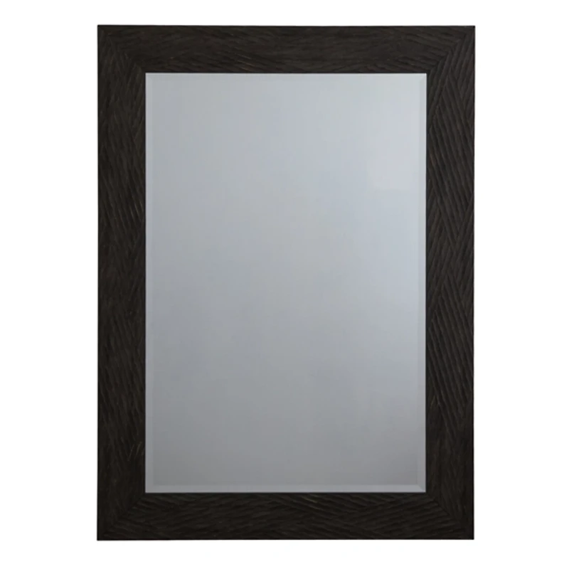 Brown Wood Framed Beveled Edge Wall Mirror