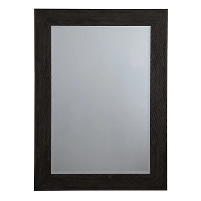 Brown Wood Framed Beveled Edge Wall Mirror