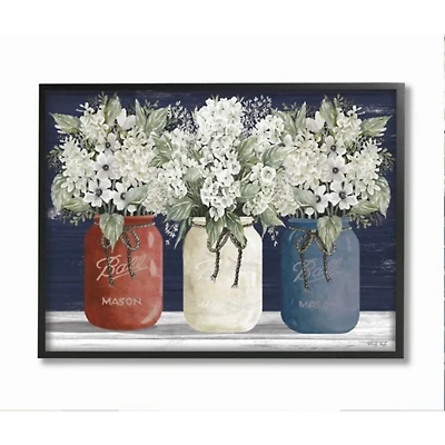 Americana Floral Bouquets Black Framed Art Print