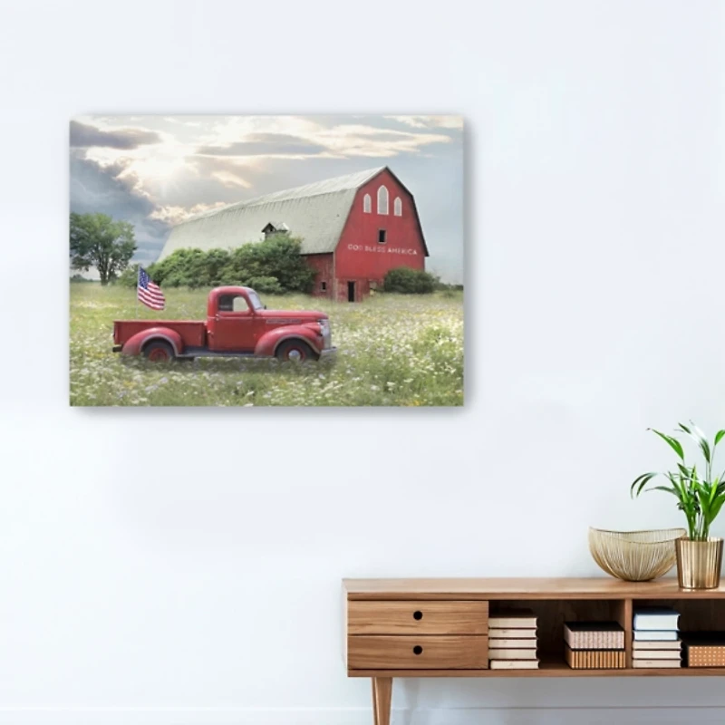 American Red Truck Canvas Art Print, 32x24 in.