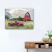 American Red Truck Canvas Art Print, 32x24 in.
