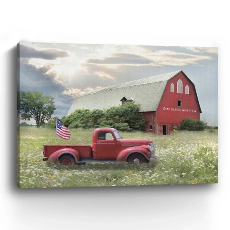 American Red Truck Canvas Art Print, 32x24 in.