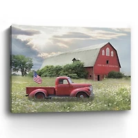 American Red Truck Canvas Art Print, 32x24 in.