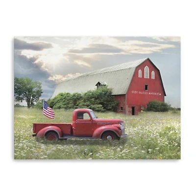 American Red Truck Canvas Art Print, 32x24 in.