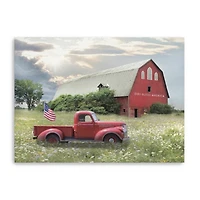 American Red Truck Canvas Art Print, 32x24 in.