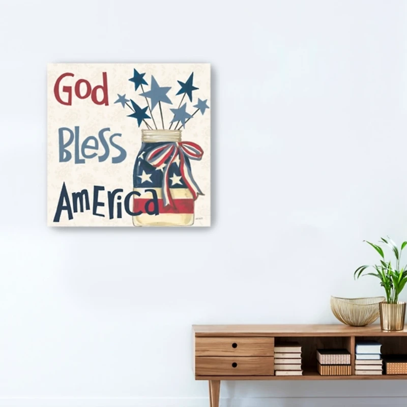 God Bless America Mason Canvas Art Print