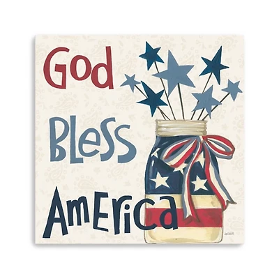 God Bless America Mason Canvas Art Print
