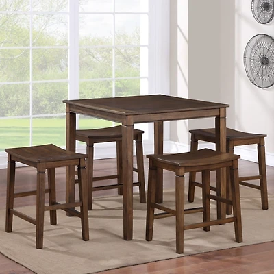 Brown Wood Counter Stool 5-pc. Dining Set