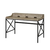 Gray Finish X Frame Wooden Hinged Top Desk