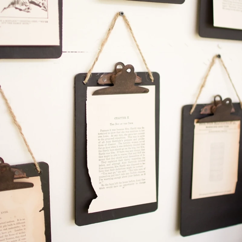 Black Clip Board Notes Wall Hangings, Set of 6