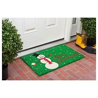 Green Merry Christmas Snowman Doormat
