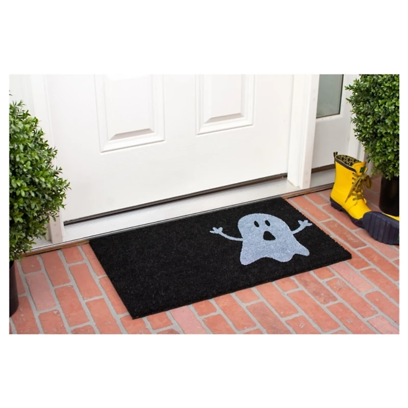 Black and White Ghost Coir Doormat