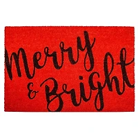 Red Black Merry and Bright Coir Doormat, 36 in.