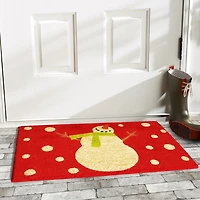 Red Happy Snowman Doormat