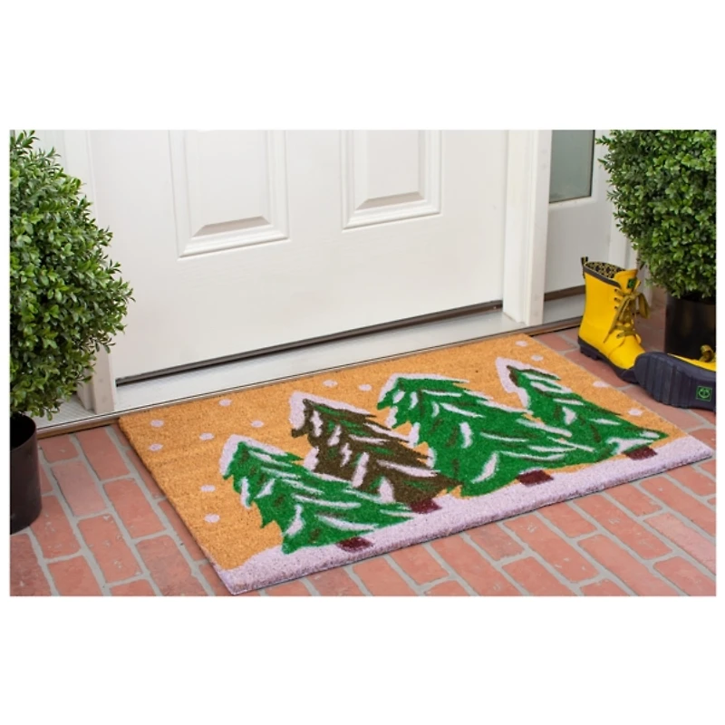 Natural Winter Wonderland Coir Doormat, 36 in.