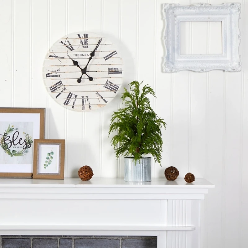 Cedar Pine Mini Tree in Corrugated Metal Planter