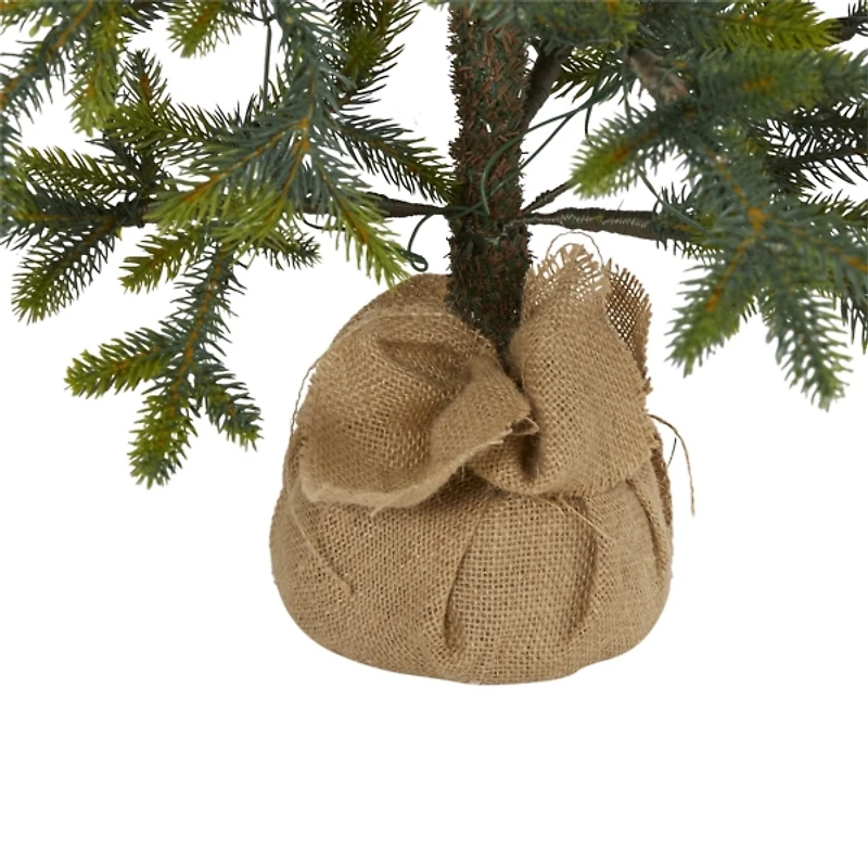 Pre-Lit Fraser Fir Tree in Burlap Sack, 4 ft.