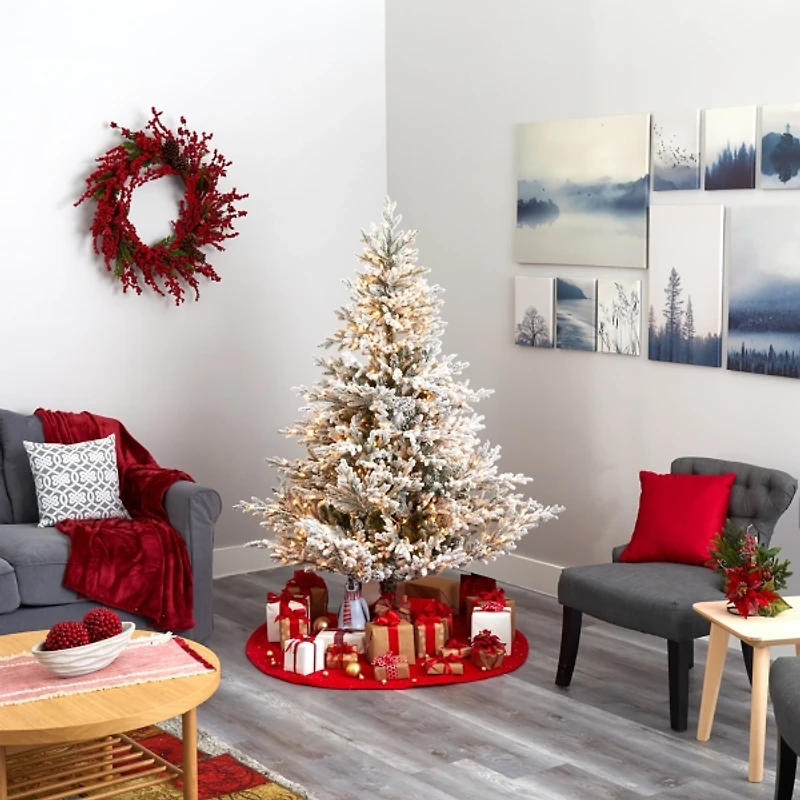 6 ft. Clear Lit Flocked Fraser Fir Christmas Tree