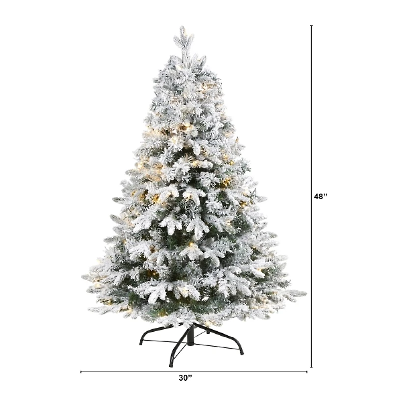 4 ft. Pre-Lit Flocked Vermont Pine Christmas Tree