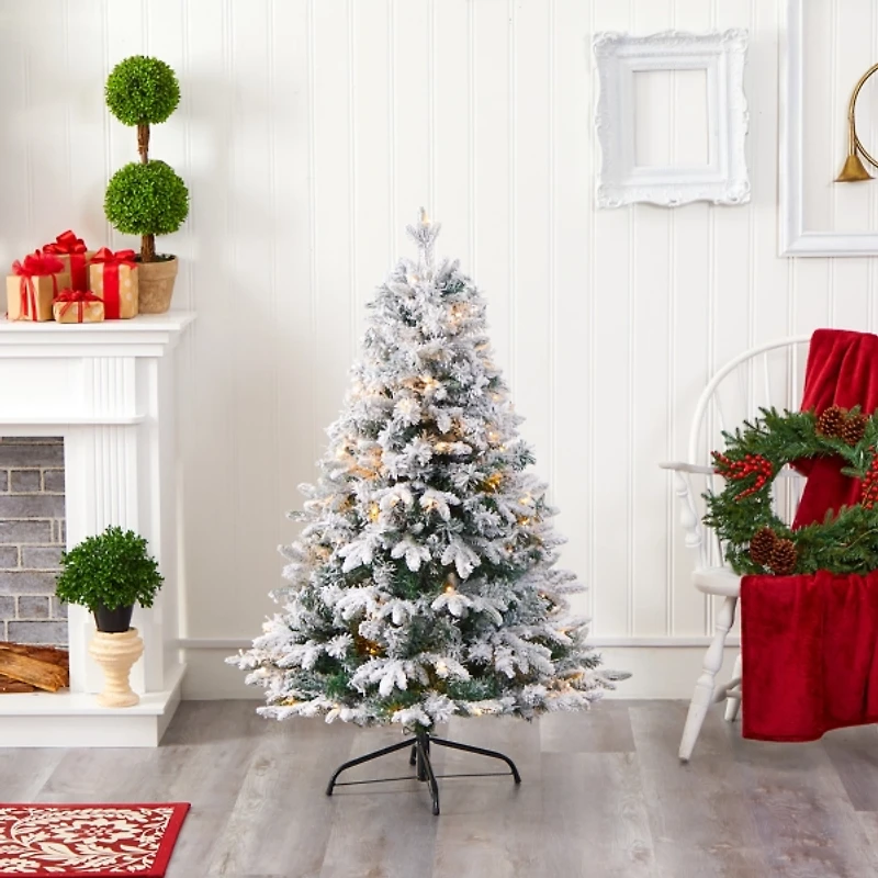 4 ft. Pre-Lit Flocked Vermont Pine Christmas Tree