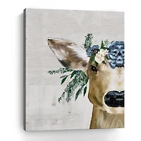 Deer and Wildflowers Giclee Canvas Art Print