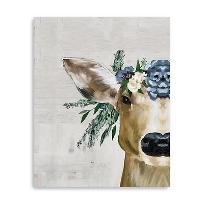 Deer and Wildflowers Giclee Canvas Art Print