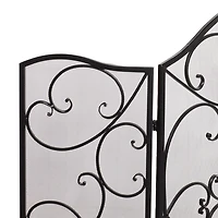 Black Scroll Work Metal Fireplace Screen