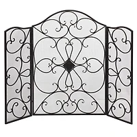 Black Scroll Work Metal Fireplace Screen