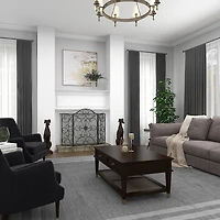 Black Scroll Work Metal Fireplace Screen