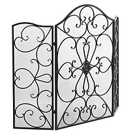 Black Scroll Work Metal Fireplace Screen